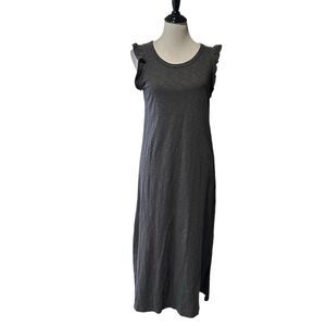 Universal Thread Midi Maxi Dress Ruffle Sleeve Size S Gray Distressed Minimalist